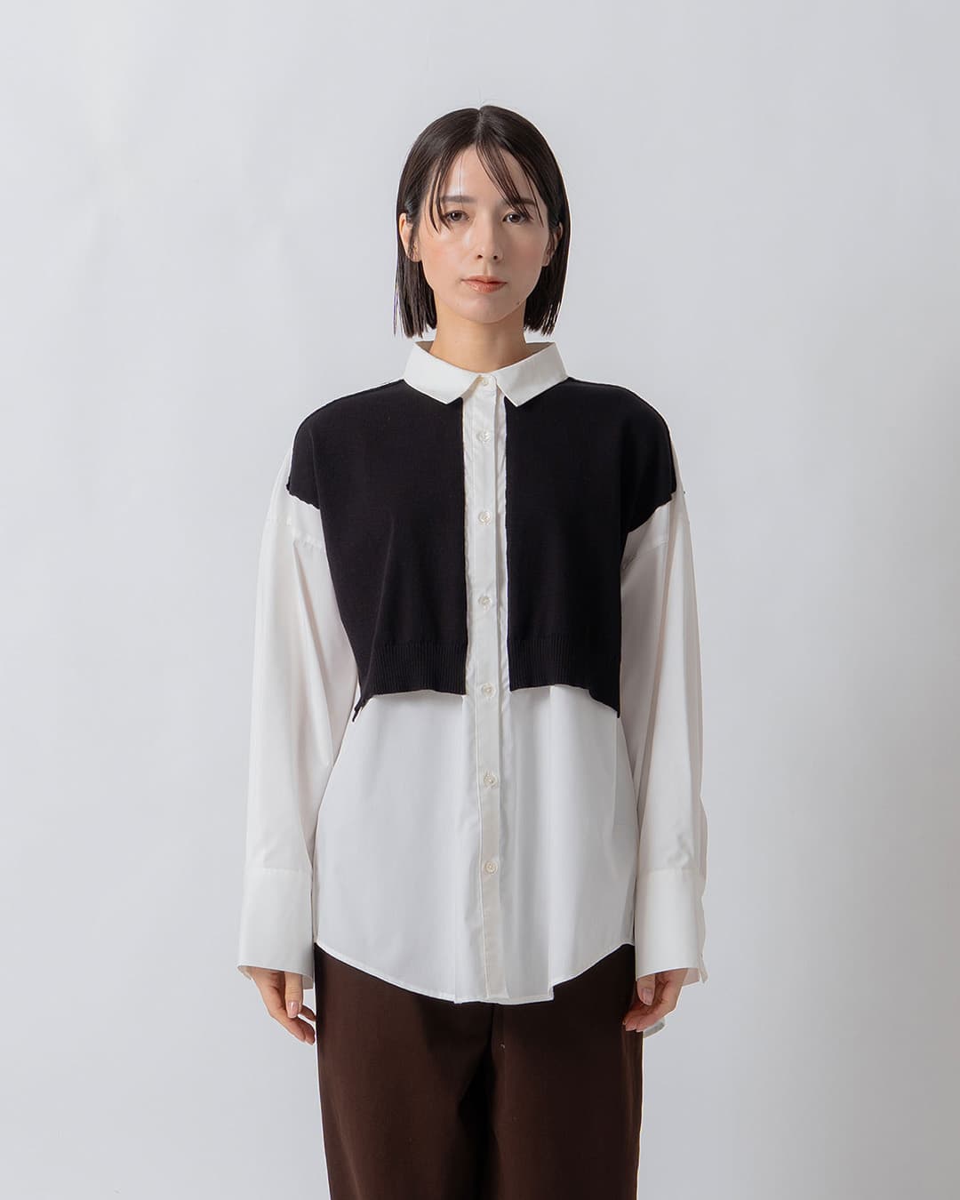 KELEN ケレン パネルデザイン ニットコンビ ブラウス ROLIN