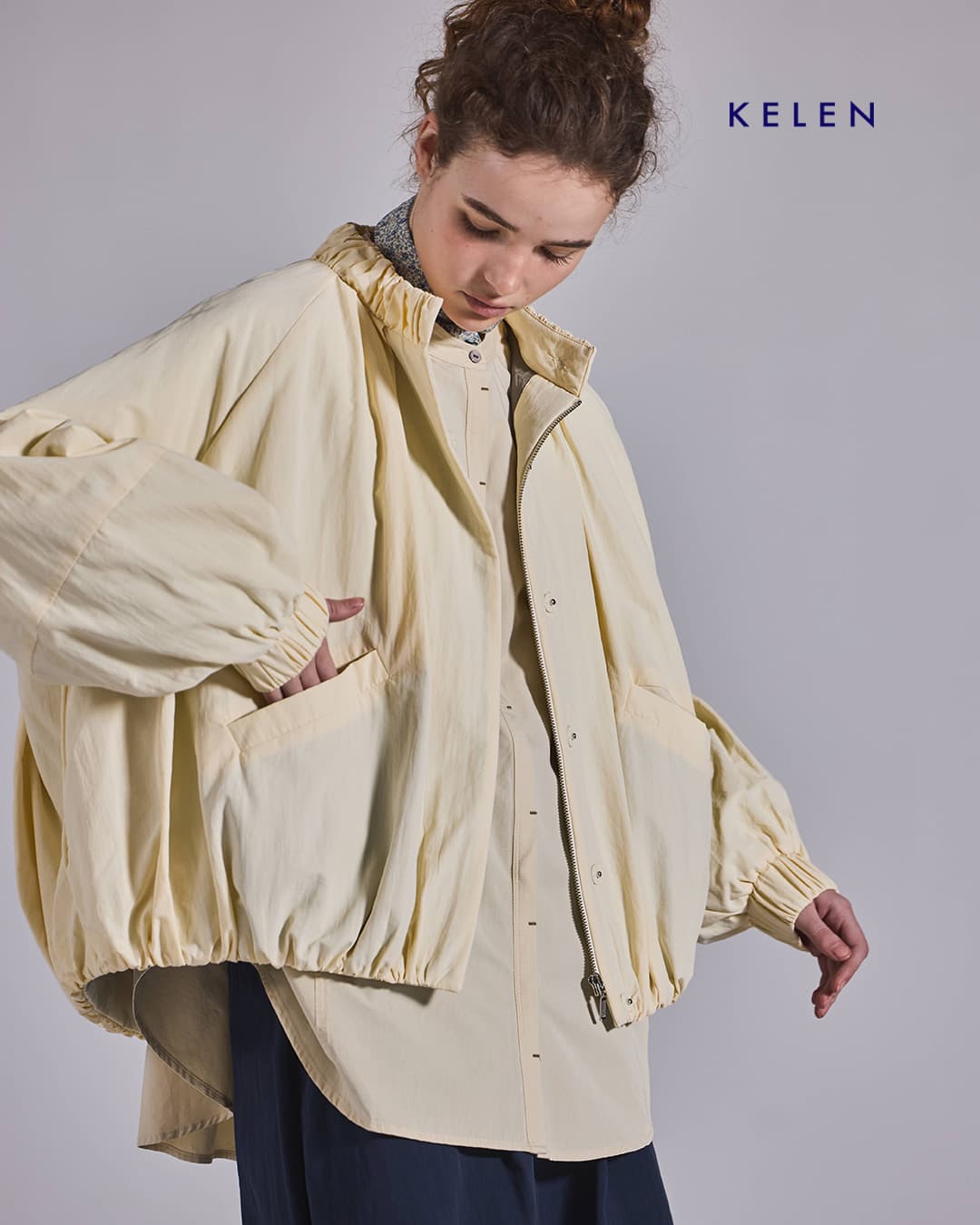 KELEN ケレン ナイロンギャザー 中綿入り ブルゾン NEES lkl26fjk2093