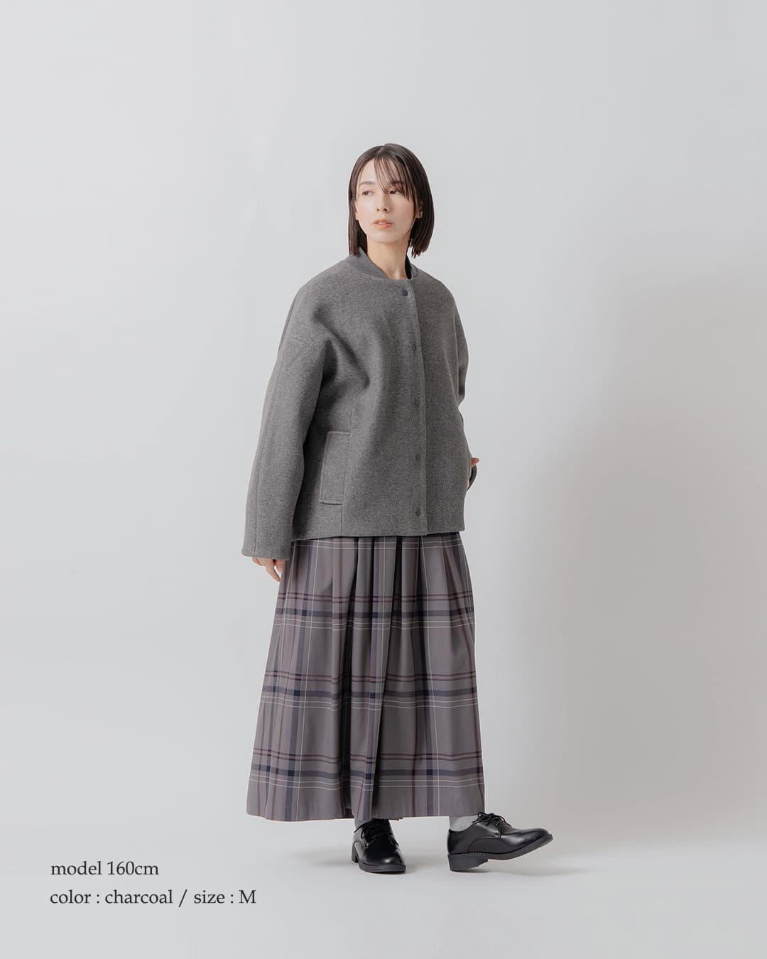 KELEN(ケレン)ウール混 コクーンシルエット スタジャン FLIN lkl26fjk2094
