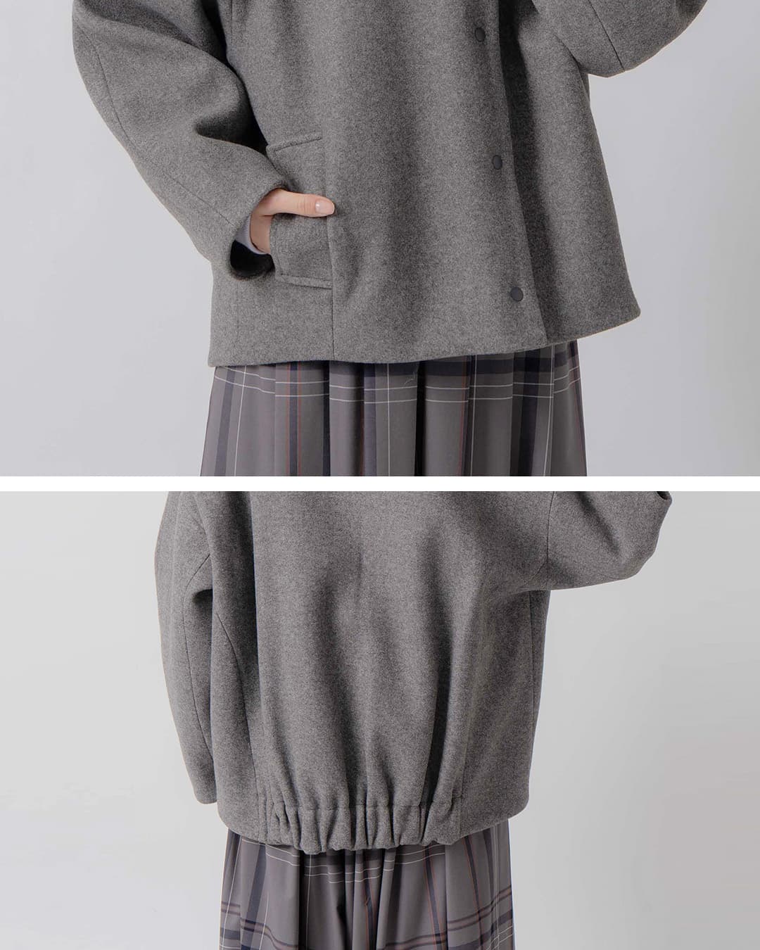 KELEN(ケレン)ウール混 コクーンシルエット スタジャン FLIN lkl26fjk2094