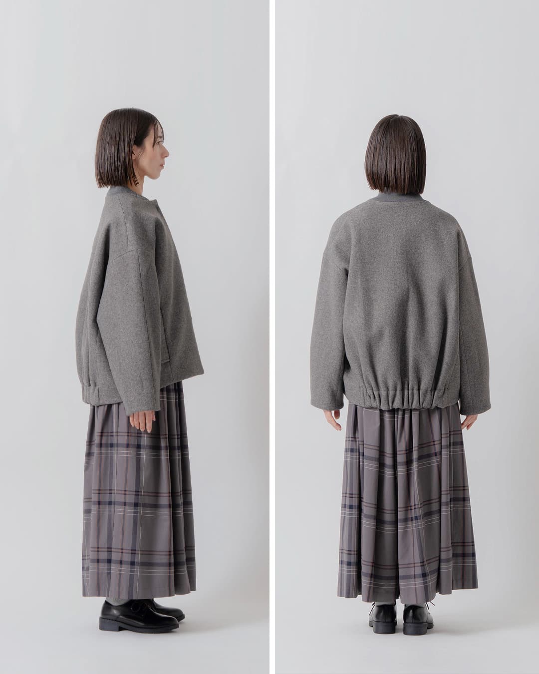 KELEN(ケレン)ウール混 コクーンシルエット スタジャン FLIN lkl26fjk2094