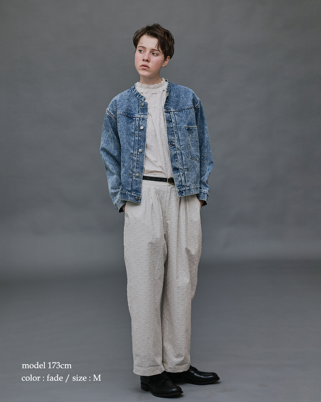 KELEN12oz デニム スタンドカラー ジャケット BRENDA BIG TRUCKER JACKET lkl26fjk2097