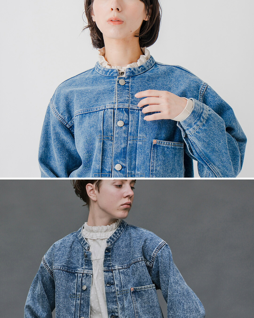 KELEN12oz デニム スタンドカラー ジャケット BRENDA BIG TRUCKER JACKET lkl26fjk2097