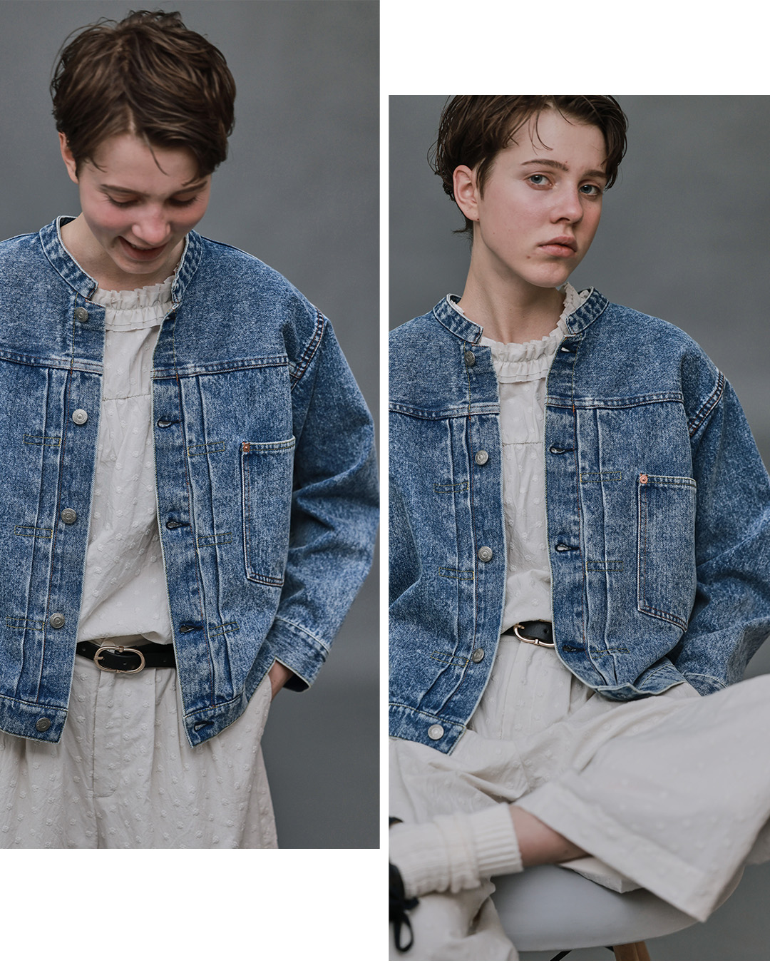 KELEN12oz デニム スタンドカラー ジャケット BRENDA BIG TRUCKER JACKET lkl26fjk2097