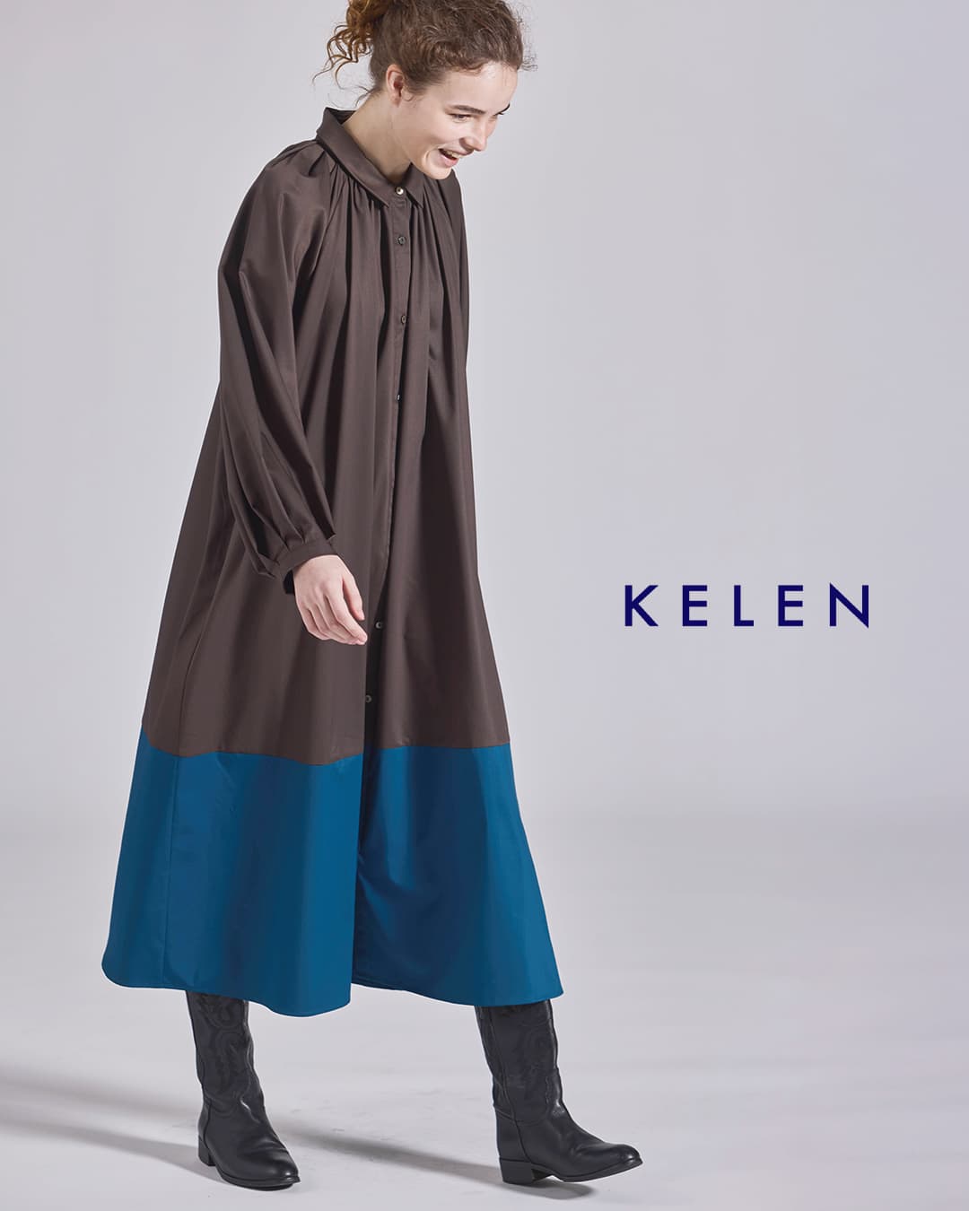 KELEN(ケレン)パネルデザイン バイカラー ワンピース GOWN lkl26fop2145