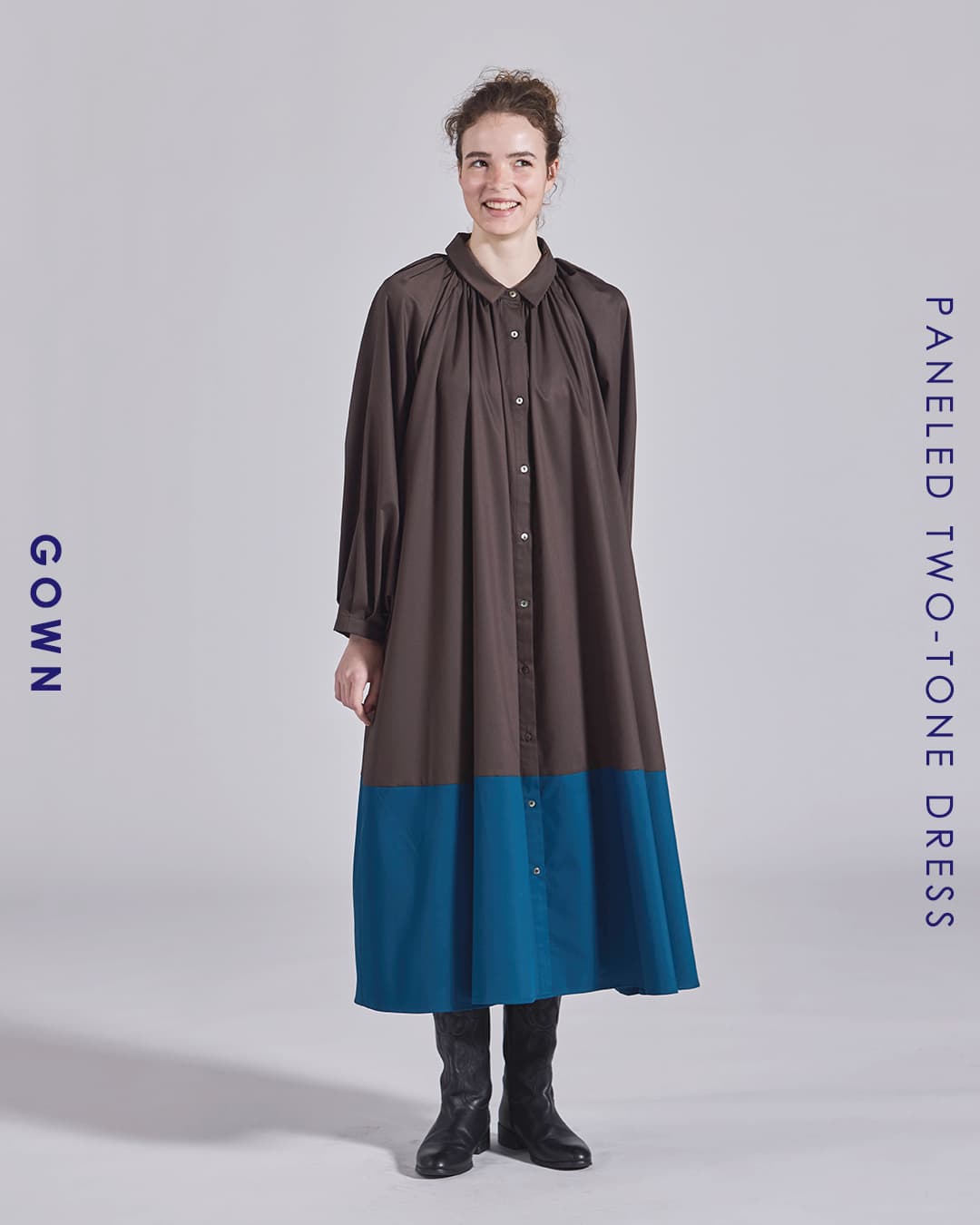 KELEN ケレン パネルデザイン バイカラー ワンピース GOWN
