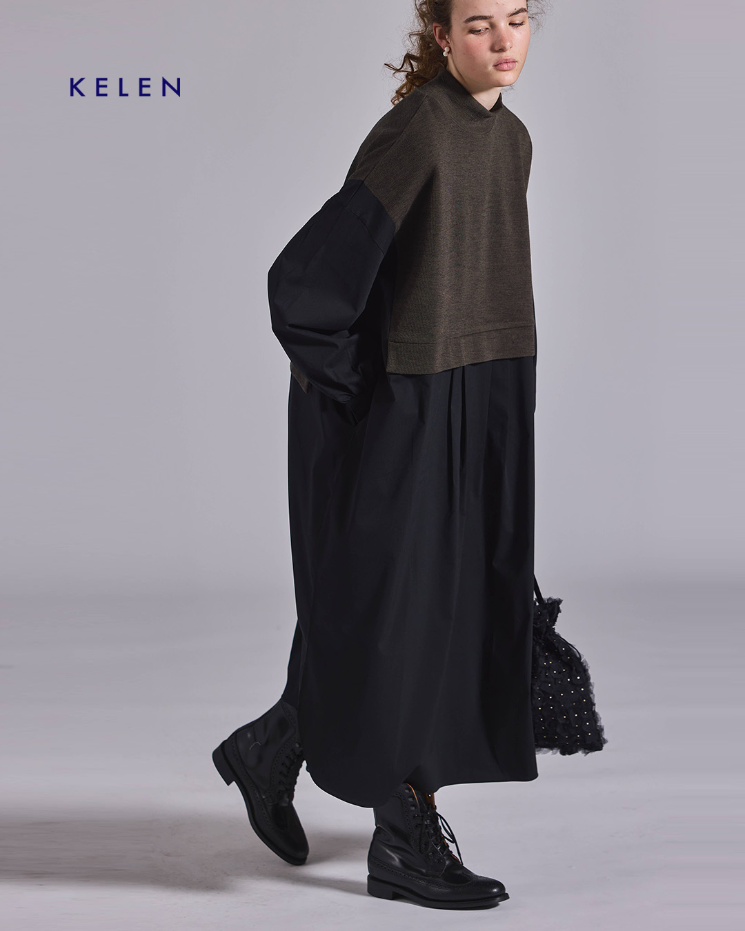 KELENパネルデザイン ニットコンビ ワンピース JOHOP lkl26fop2146