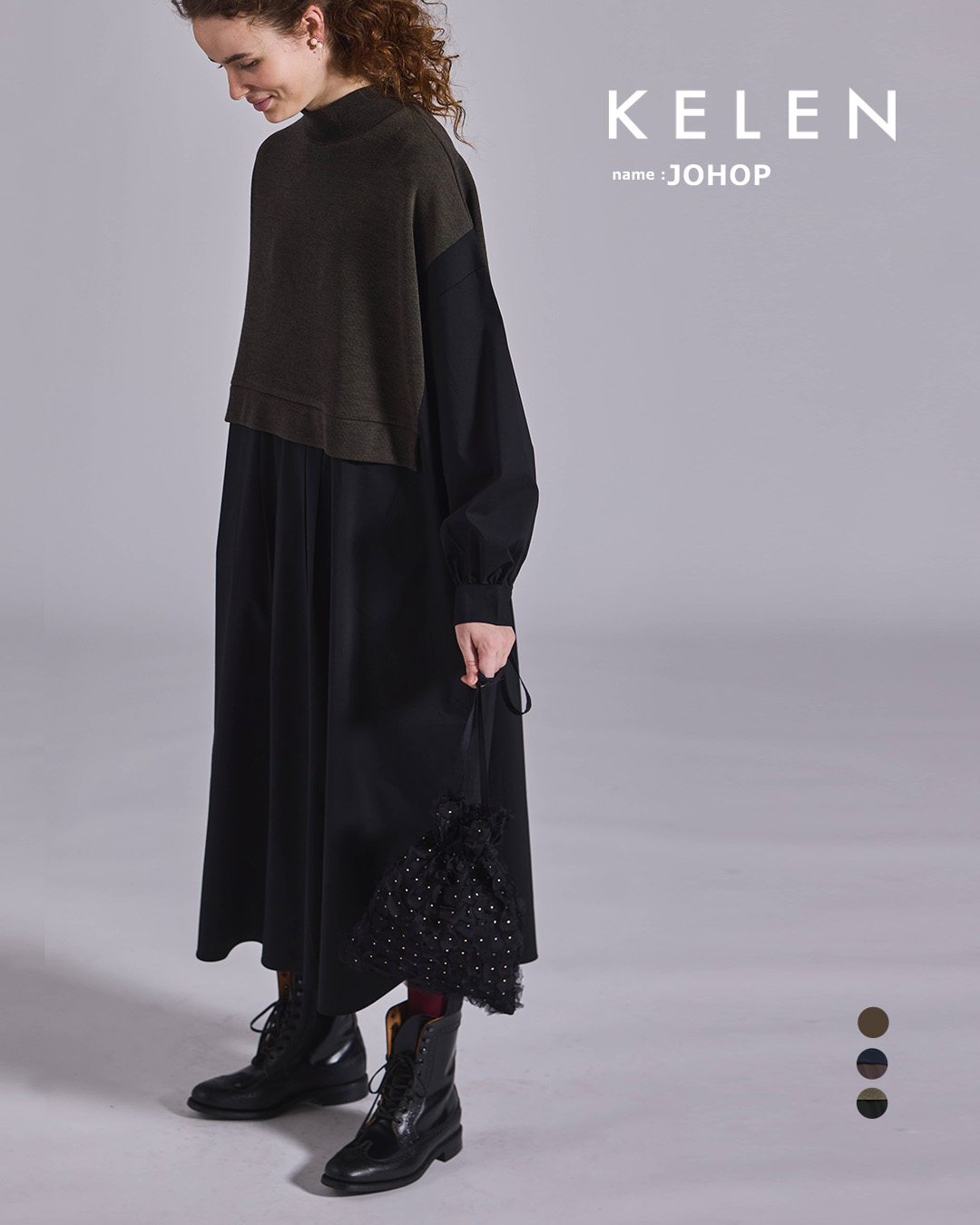 KELENパネルデザイン ニットコンビ ワンピース JOHOP lkl26fop2146