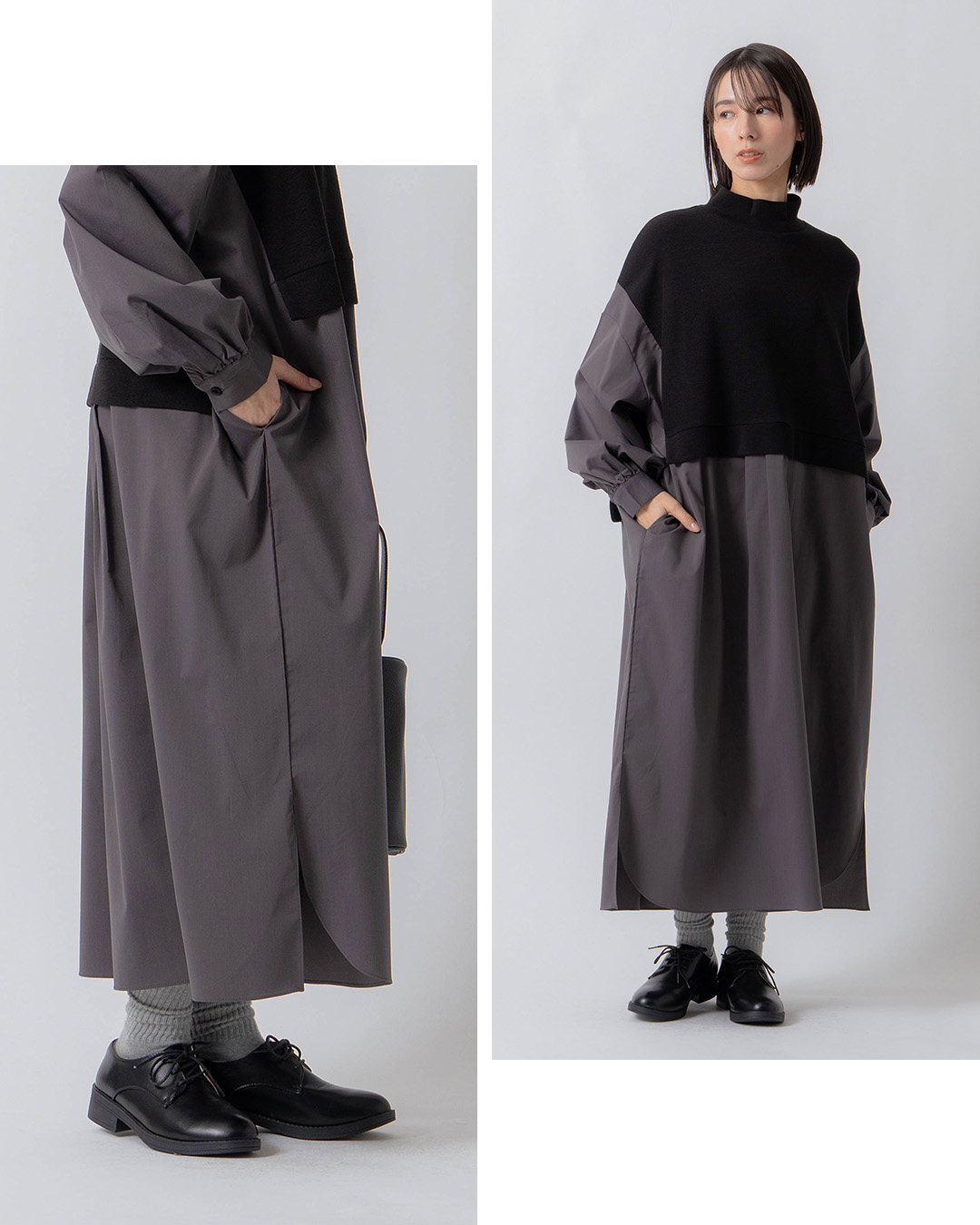 KELENパネルデザイン ニットコンビ ワンピース JOHOP lkl26fop2146