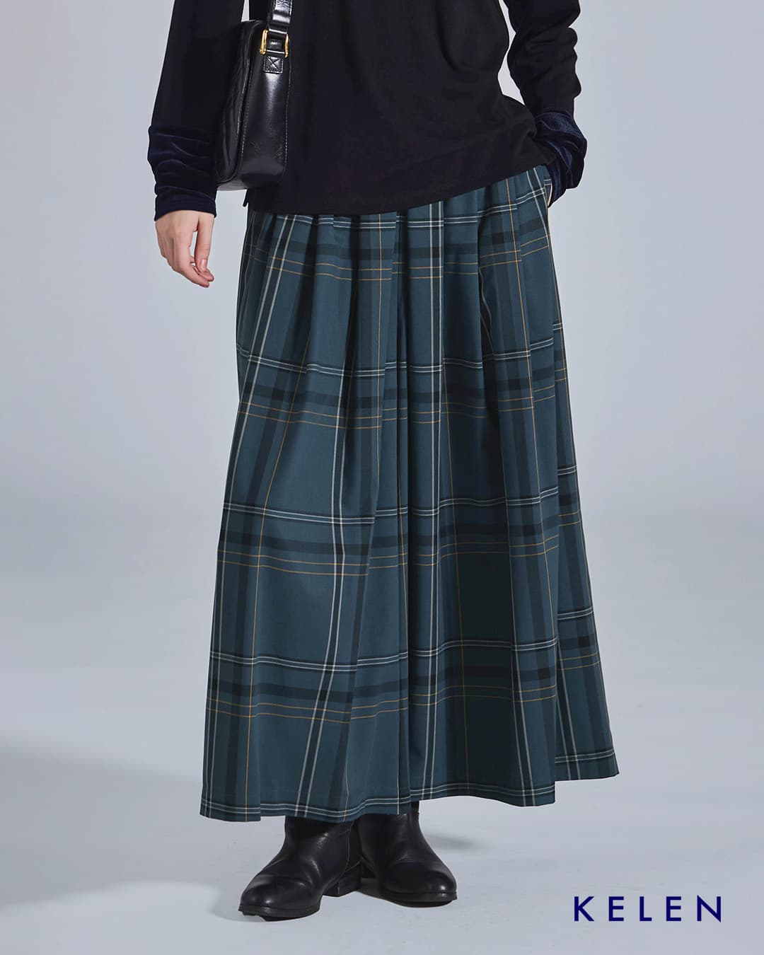 KELENタックデザイン チェック柄 フレアパンツ MIERA CHECK lkl26fpt2160