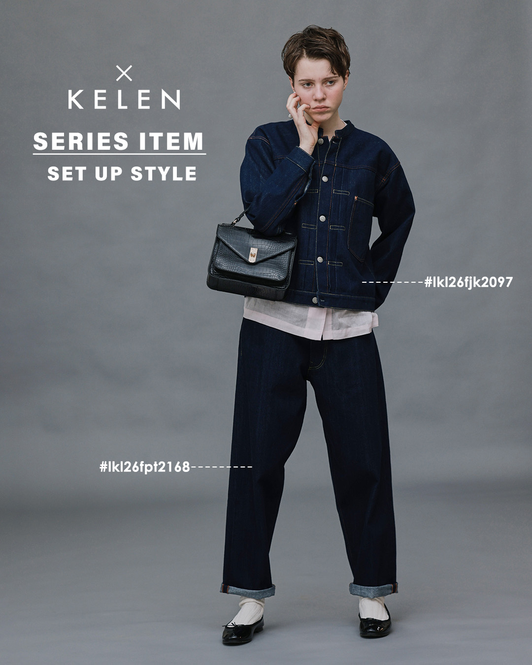 KELENルーズテーパード デニムパンツ LOOSE TAPERED JEANS lkl26fpt2168