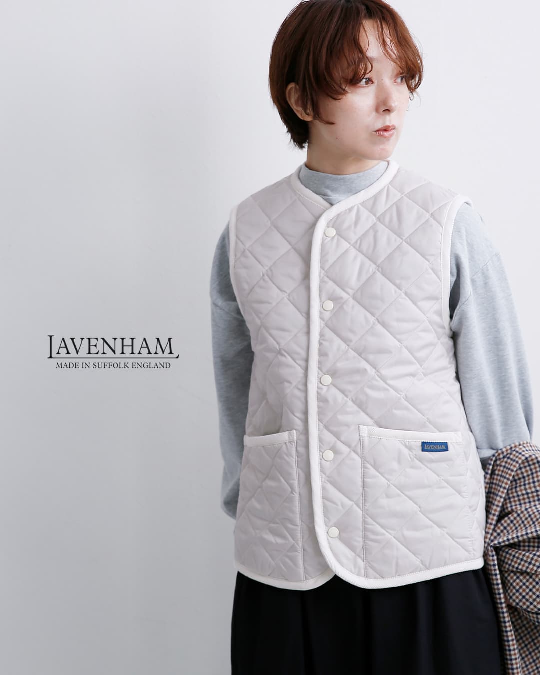 LAVENHAM(ラベンハム)コクーン ソーンハム キルティング ノーカラー ベスト Cocoon Thornham lv10125