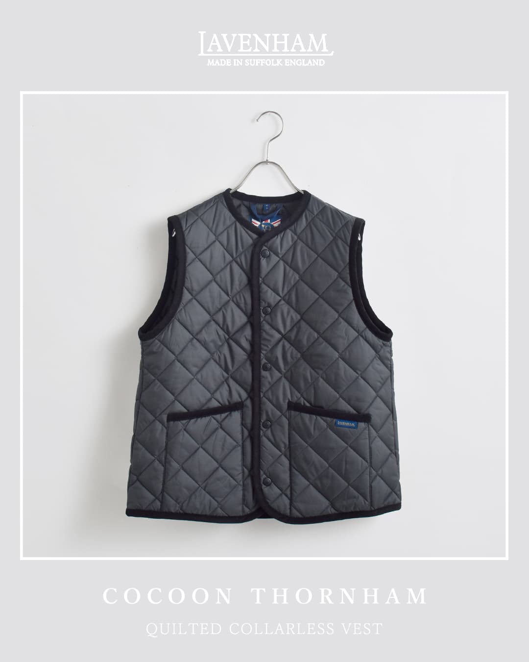 LAVENHAM(ラベンハム)コクーン ソーンハム キルティング ノーカラー ベスト Cocoon Thornham lv10125