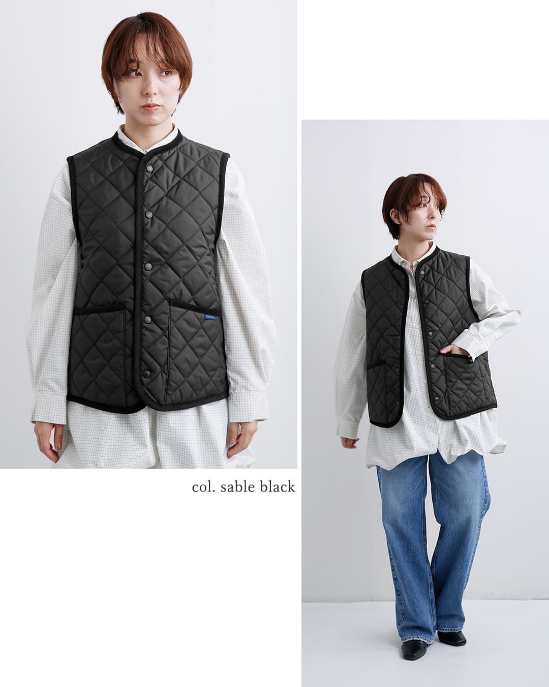 LAVENHAM(ラベンハム)コクーン ソーンハム キルティング ノーカラー ベスト Cocoon Thornham lv10125