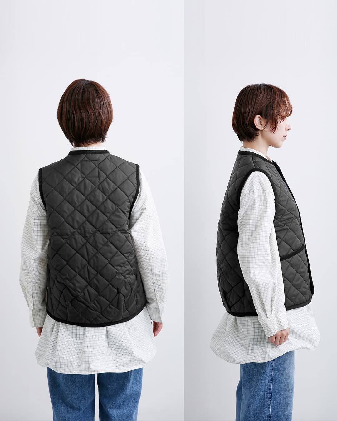 LAVENHAM(ラベンハム)コクーン ソーンハム キルティング ノーカラー ベスト Cocoon Thornham lv10125