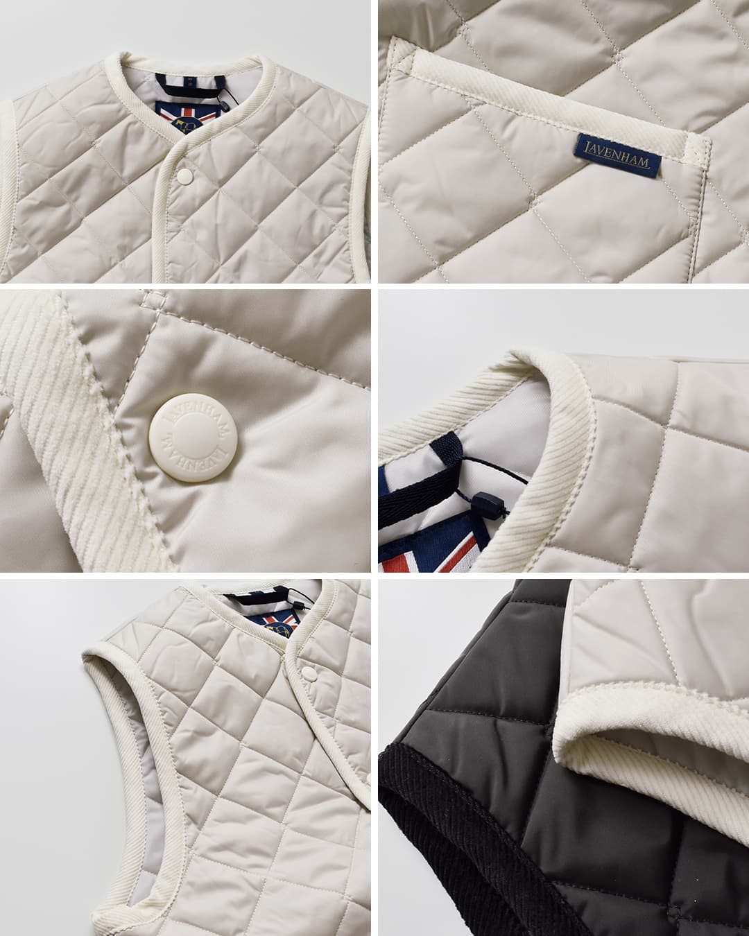 LAVENHAM(ラベンハム)コクーン ソーンハム キルティング ノーカラー ベスト Cocoon Thornham lv10125