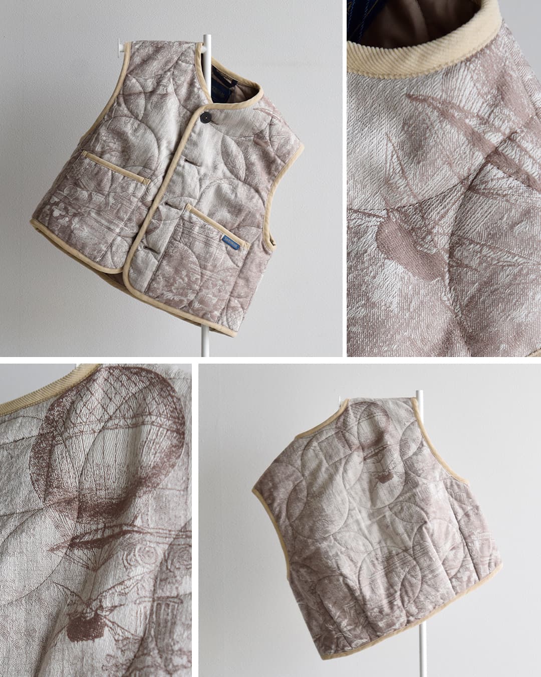LAVENHAM(ラベンハム)ジャガード クロップド コクーンジレ Jacquard Cropped Cocoon Gilet lv14132