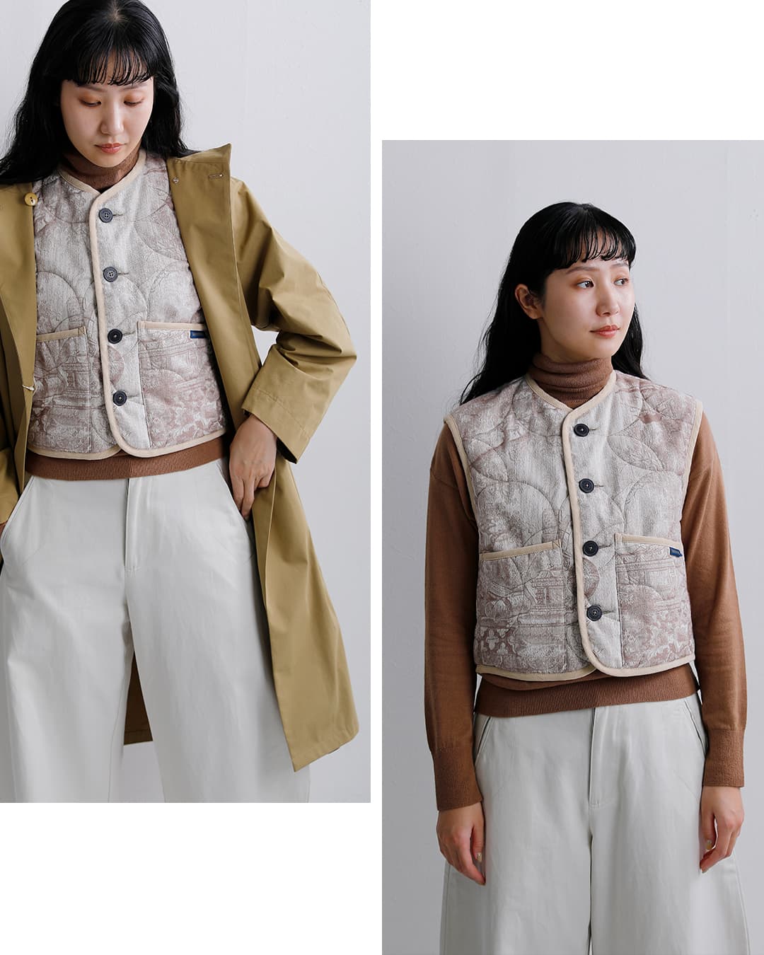 LAVENHAM ラベンハム ジャガード クロップド コクーンジレ Jacquard