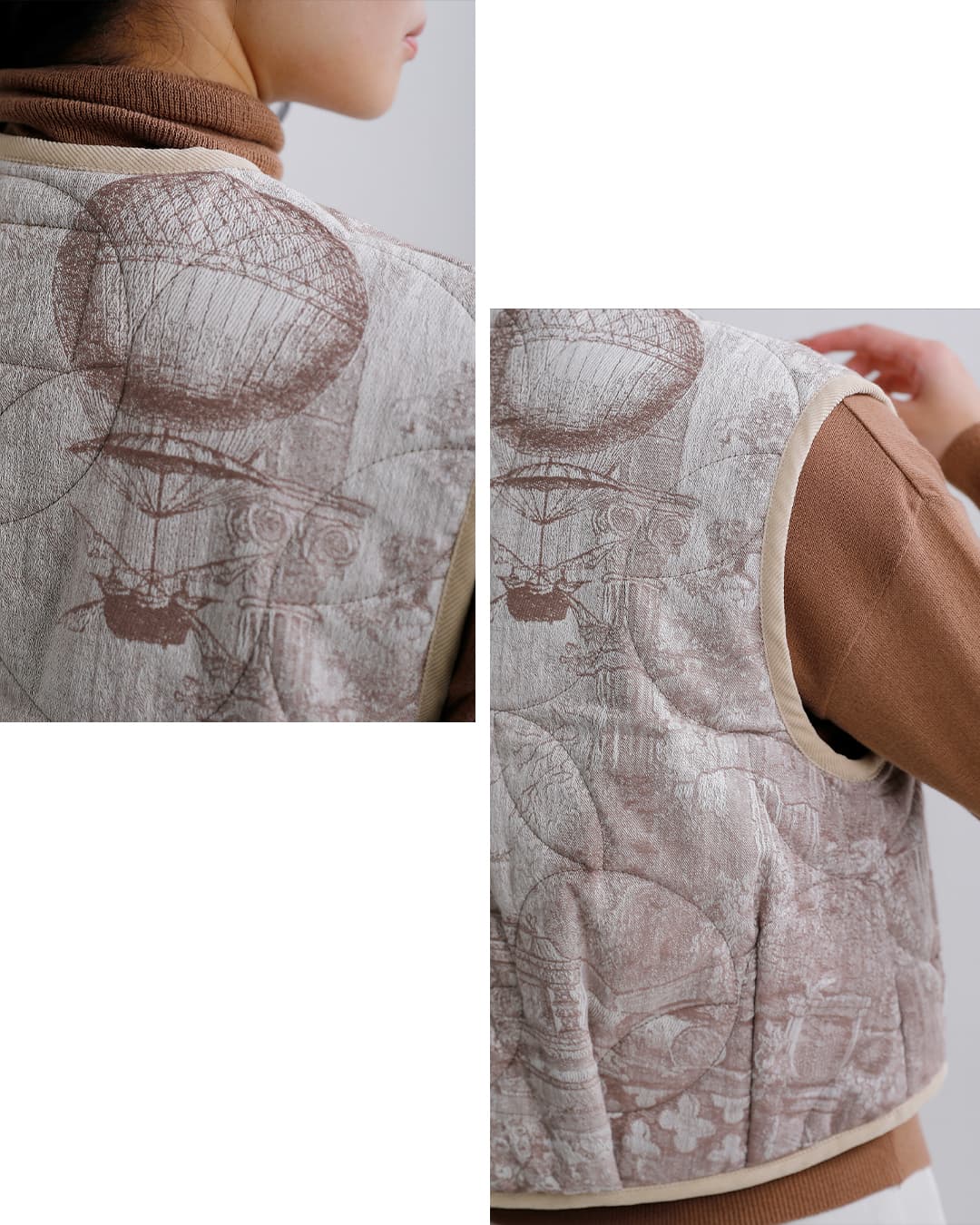 LAVENHAM(ラベンハム)ジャガード クロップド コクーンジレ Jacquard Cropped Cocoon Gilet lv14132