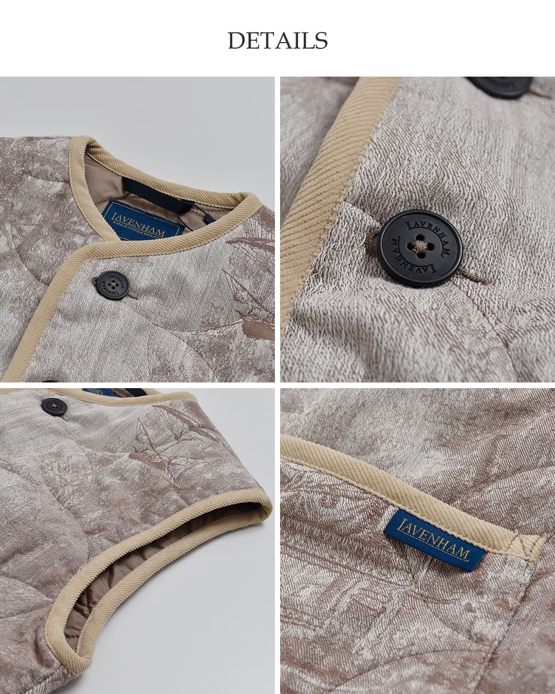 LAVENHAM(ラベンハム)ジャガード クロップド コクーンジレ Jacquard Cropped Cocoon Gilet lv14132