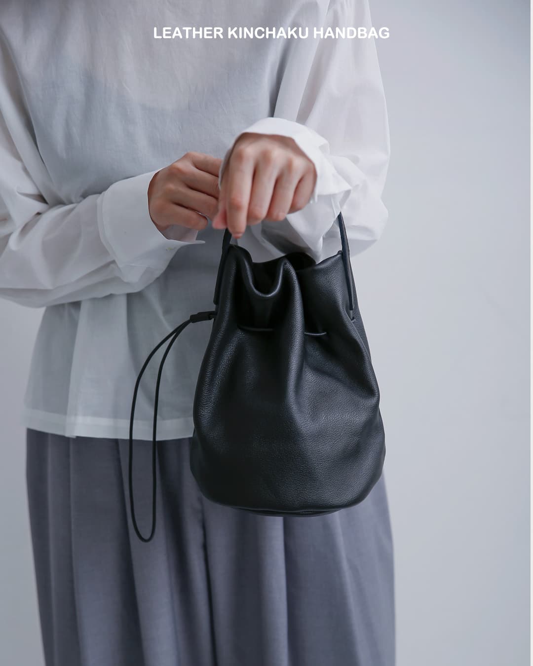 mormyrus(モルミルス)レザー 巾着 ハンドバッグ m-143