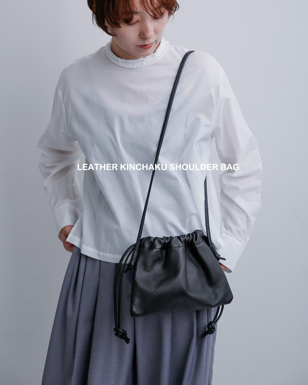 mormyrus(モルミルス)レザー 巾着 ショルダーバッグ m-154