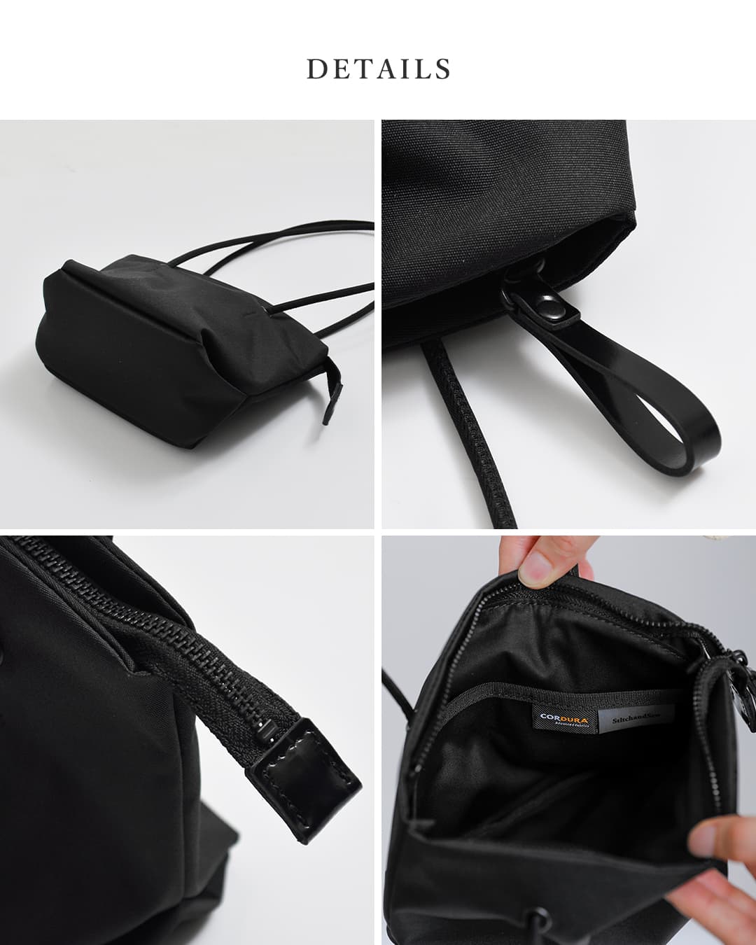 StitchandSew(スティッチアンドソー)コーデュラナイロン ジップショルダー ミニバッグ m305d