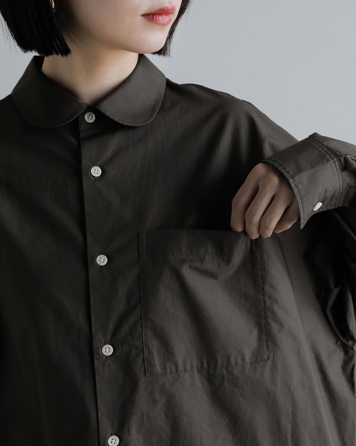 upper hights(アッパーハイツ)コットン ラウンドカラー 長袖 シャツ THE MEADOW ROUND SH meadow-roundsh