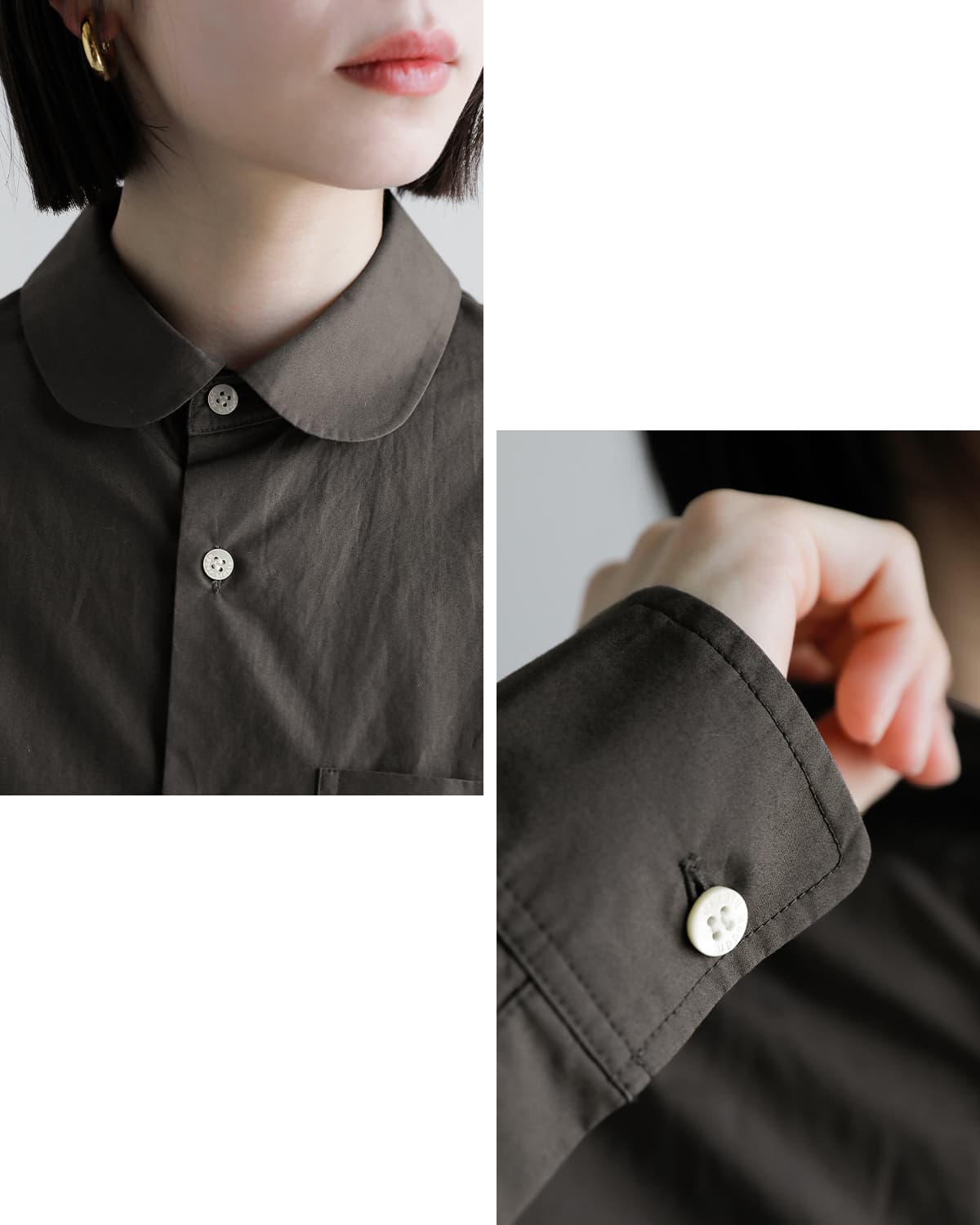 upper hights(アッパーハイツ)コットン ラウンドカラー 長袖 シャツ THE MEADOW ROUND SH meadow-roundsh