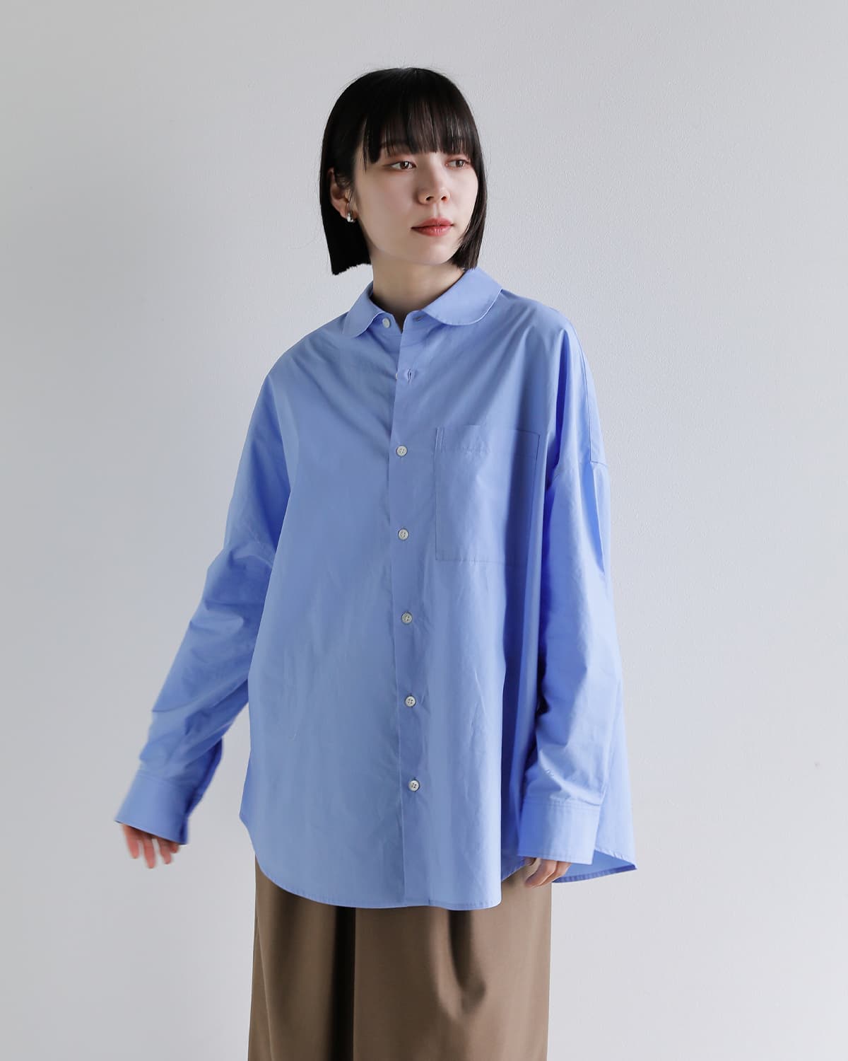 upper hights(アッパーハイツ)コットン ラウンドカラー 長袖 シャツ THE MEADOW ROUND SH meadow-roundsh