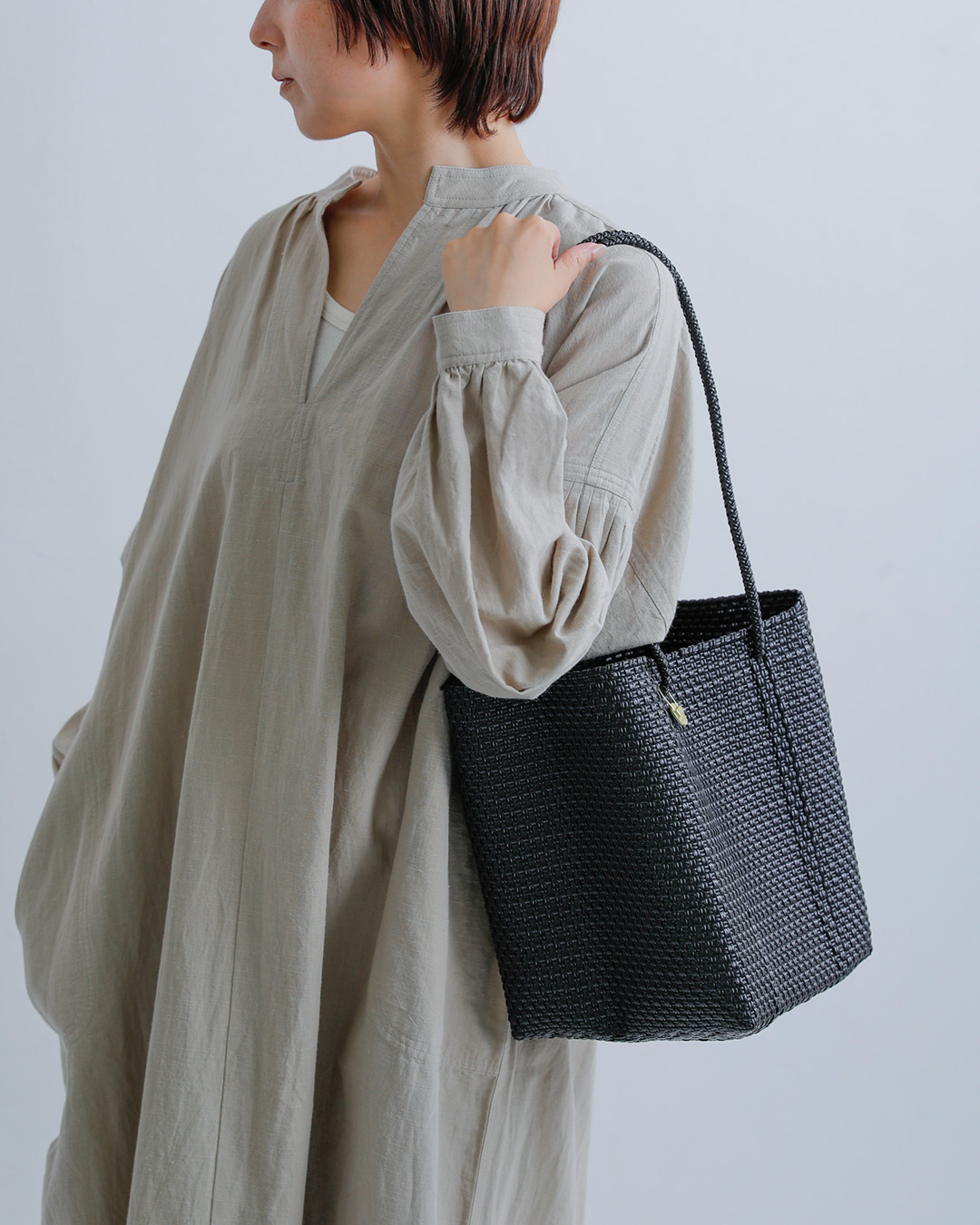 Letra(レトラ)ミニチェック メルカドバケットバッグ ロングハンドル “MERCADO BUCKET” mercadobucket-lh