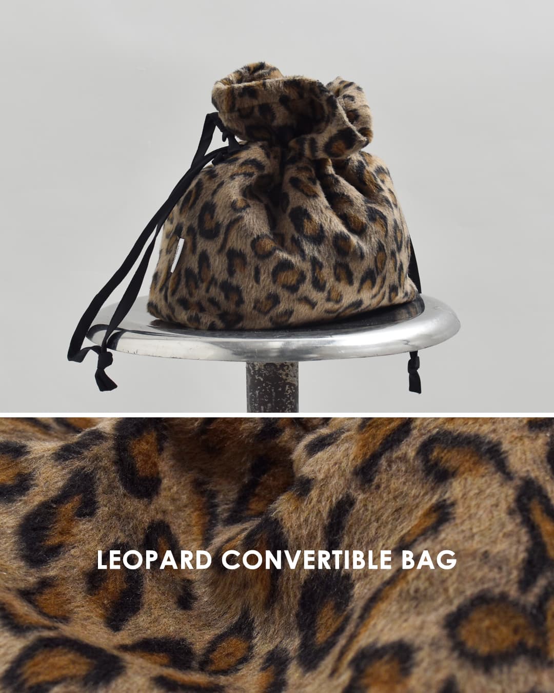 KHA:KI(カーキ)レオパードシャギー コンバーチブルバッグ LEOPARD CONVERTIBLE BAG mil26fbg3051