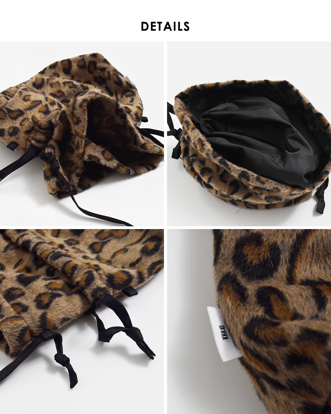 KHA:KI(カーキ)レオパードシャギー コンバーチブルバッグ LEOPARD CONVERTIBLE BAG mil26fbg3051