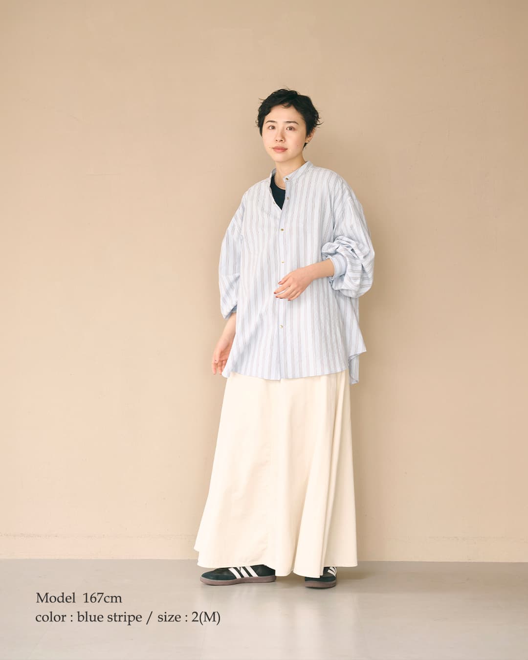 KHA:KI(カーキ)ドライタッチ バンドカラーシャツ GOLD DOT SHIRT mil26fbl3165
