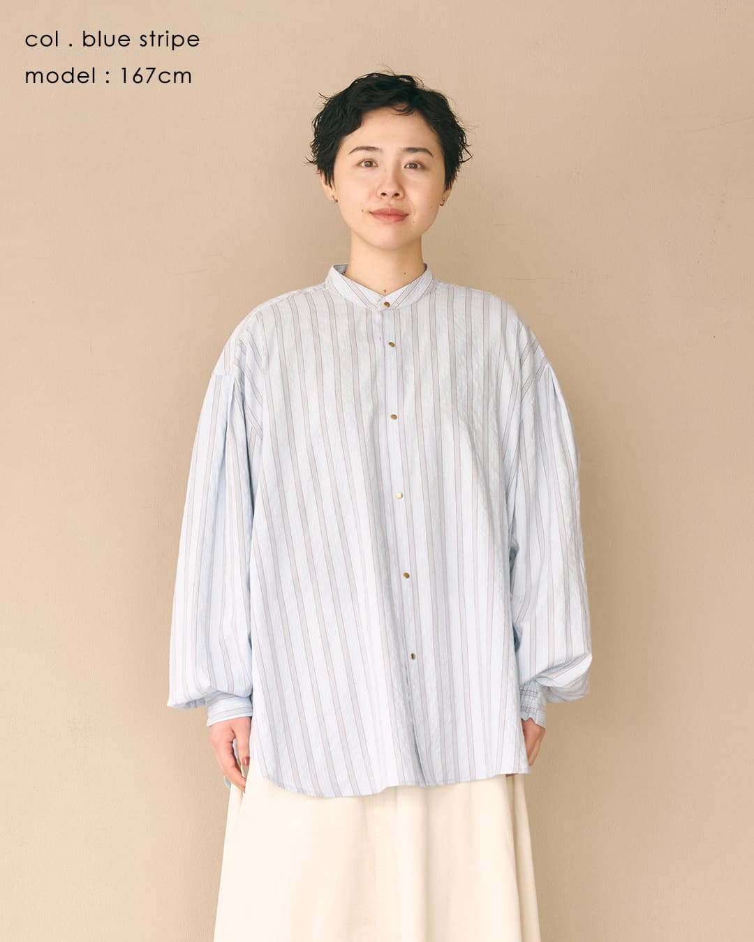 KHA:KI(カーキ)ドライタッチ バンドカラーシャツ GOLD DOT SHIRT mil26fbl3165