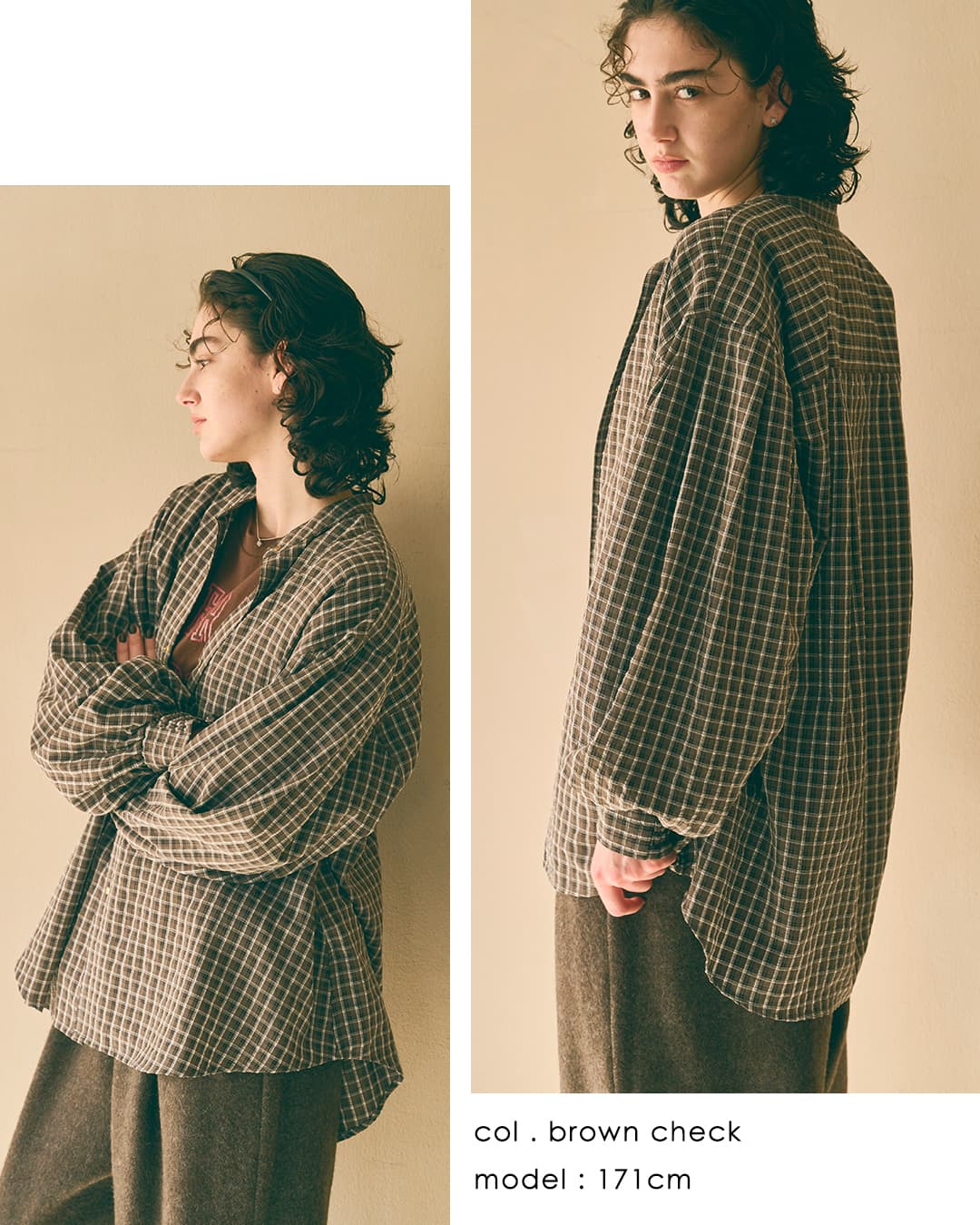 KHA:KI(カーキ)ドライタッチ バンドカラーシャツ GOLD DOT SHIRT mil26fbl3165