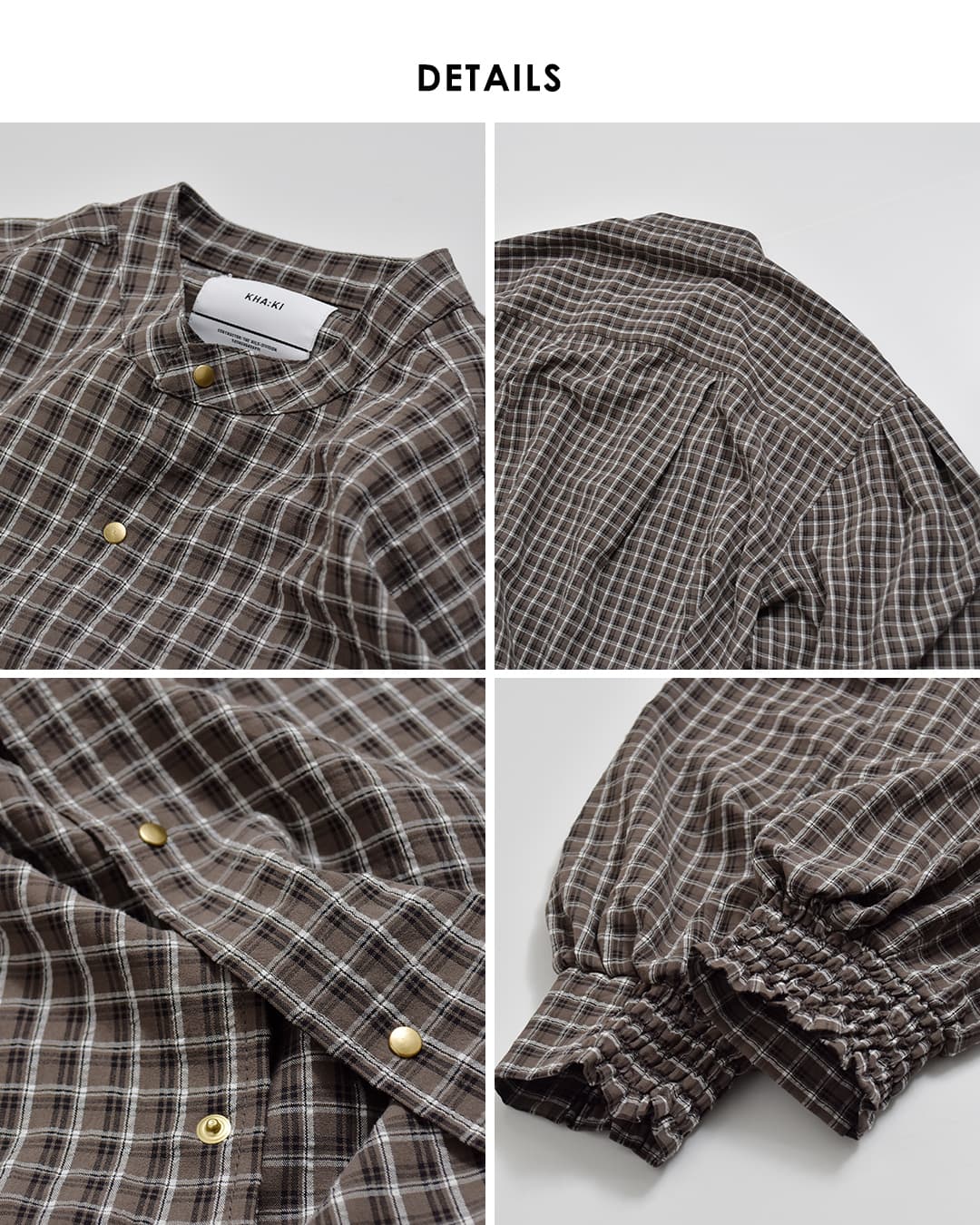 KHA:KI(カーキ)ドライタッチ バンドカラーシャツ GOLD DOT SHIRT mil26fbl3165
