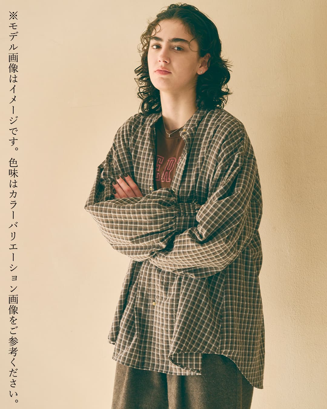 KHA:KI(カーキ)ドライタッチ バンドカラーシャツ GOLD DOT SHIRT mil26fbl3165
