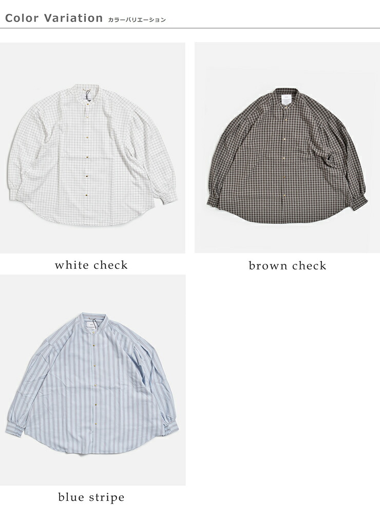 KHA:KI(カーキ)ドライタッチ バンドカラーシャツ GOLD DOT SHIRT mil26fbl3165