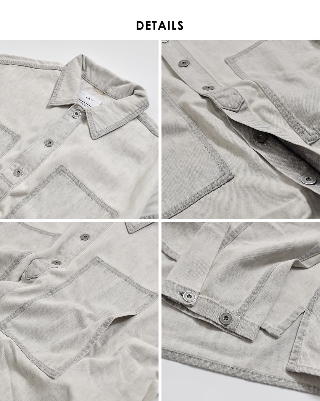 KHA:KI(カーキ)ライトオンスデニム ミリタリーシャツジャケット TYPE-35 DENIM SHIRT mil26fbl3166