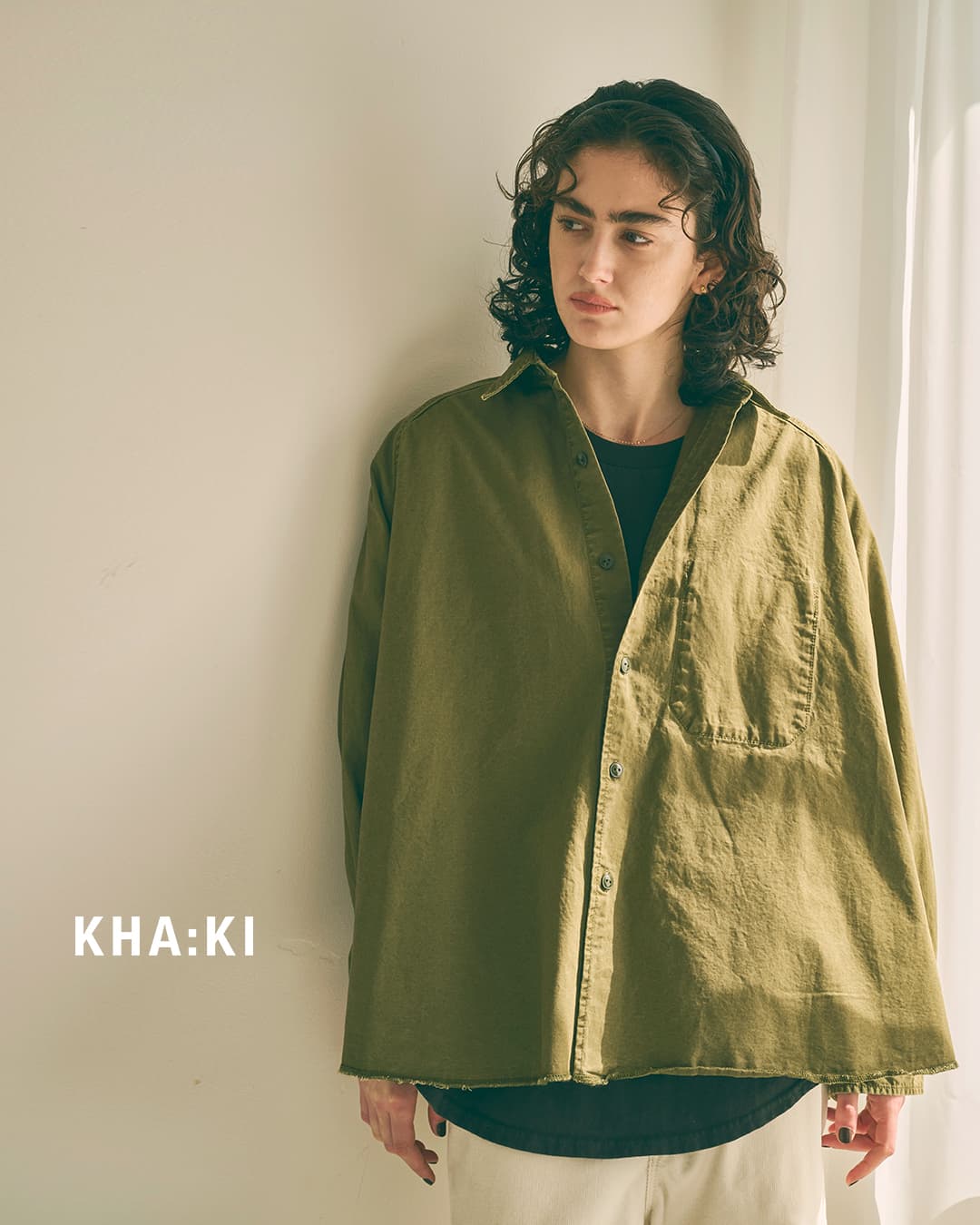 KHA:KI(カーキ)フェードコットンツイル テントライン ミリタリーシャツ TENT LINE FATIGUE SHIRT mil26fbl3167