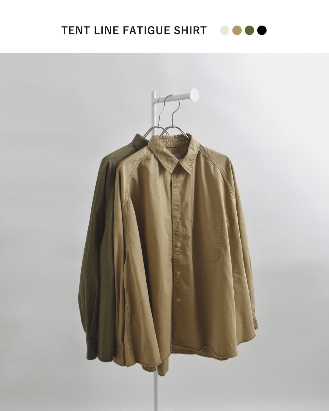 KHA:KI(カーキ)フェードコットンツイル テントライン ミリタリーシャツ TENT LINE FATIGUE SHIRT mil26fbl3167