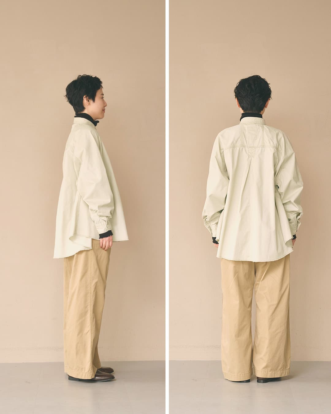 KHA:KI(カーキ)フェードコットンツイル テントライン ミリタリーシャツ TENT LINE FATIGUE SHIRT mil26fbl3167