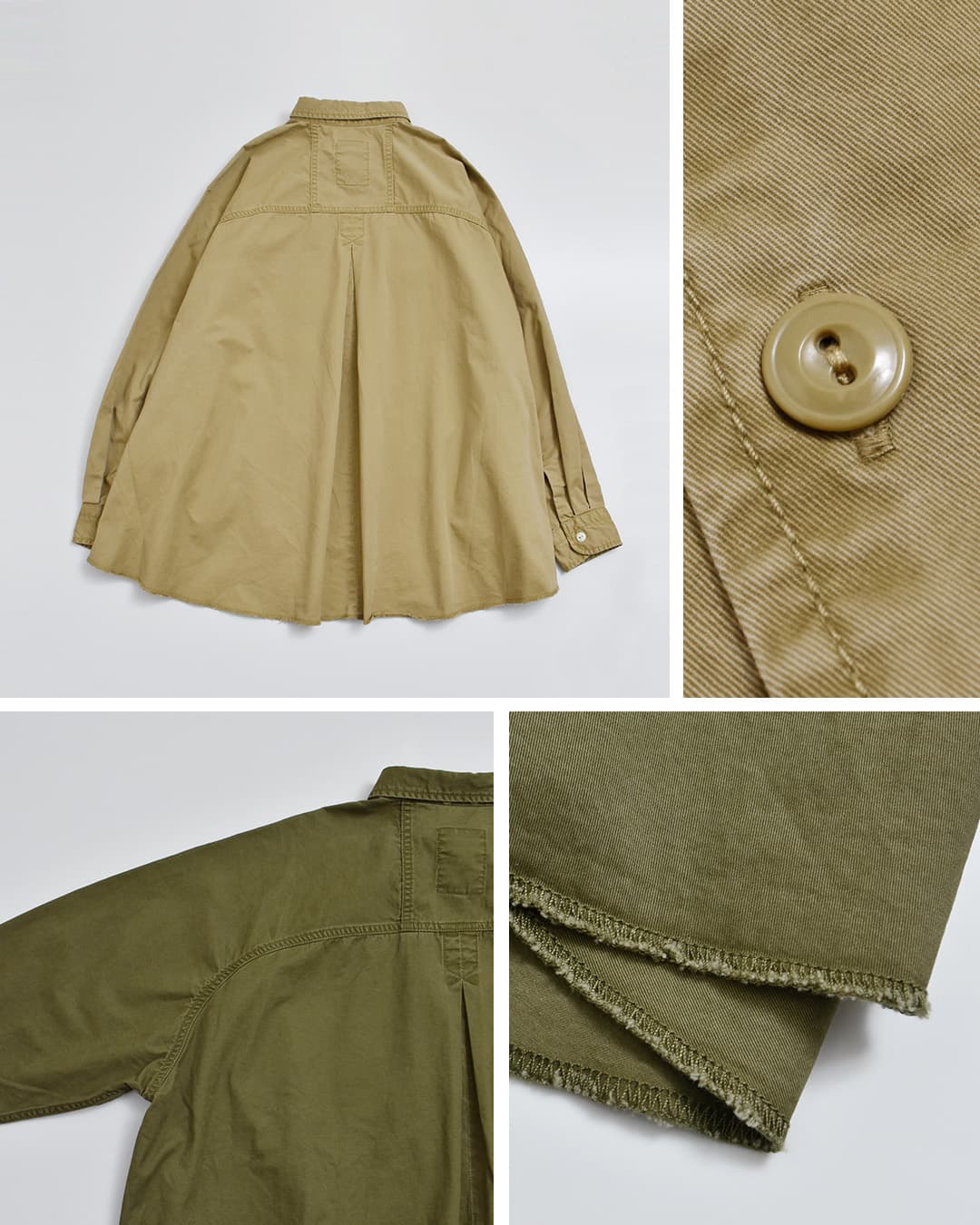 KHA:KI(カーキ)フェードコットンツイル テントライン ミリタリーシャツ TENT LINE FATIGUE SHIRT mil26fbl3167