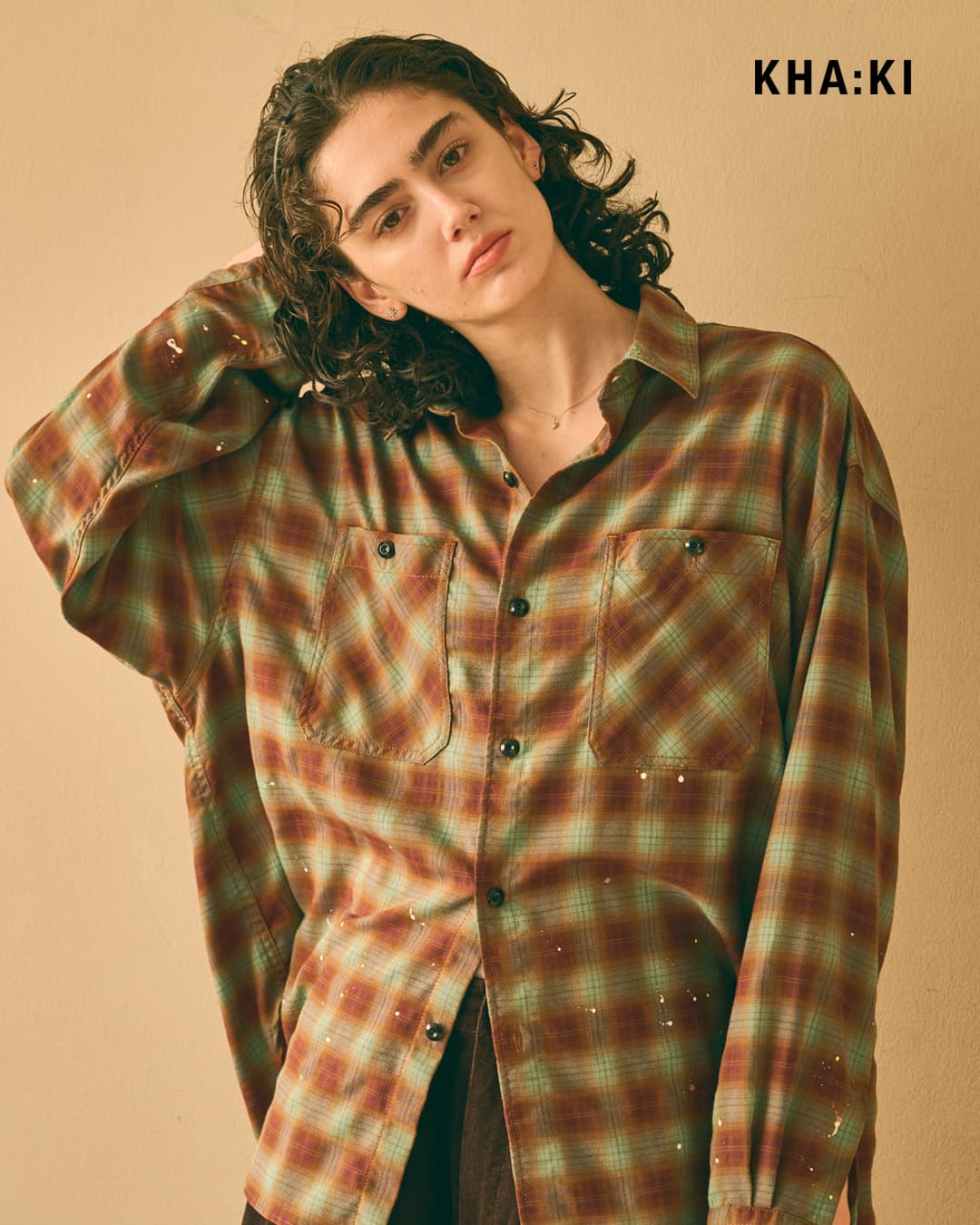 KHA:KIオンブレチェック ワイドシャツ HOMBRE WIDE SHIRT mil26fbl3169