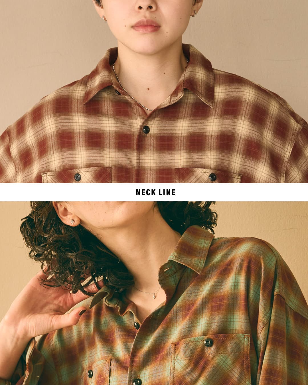KHA:KIオンブレチェック ワイドシャツ HOMBRE WIDE SHIRT mil26fbl3169