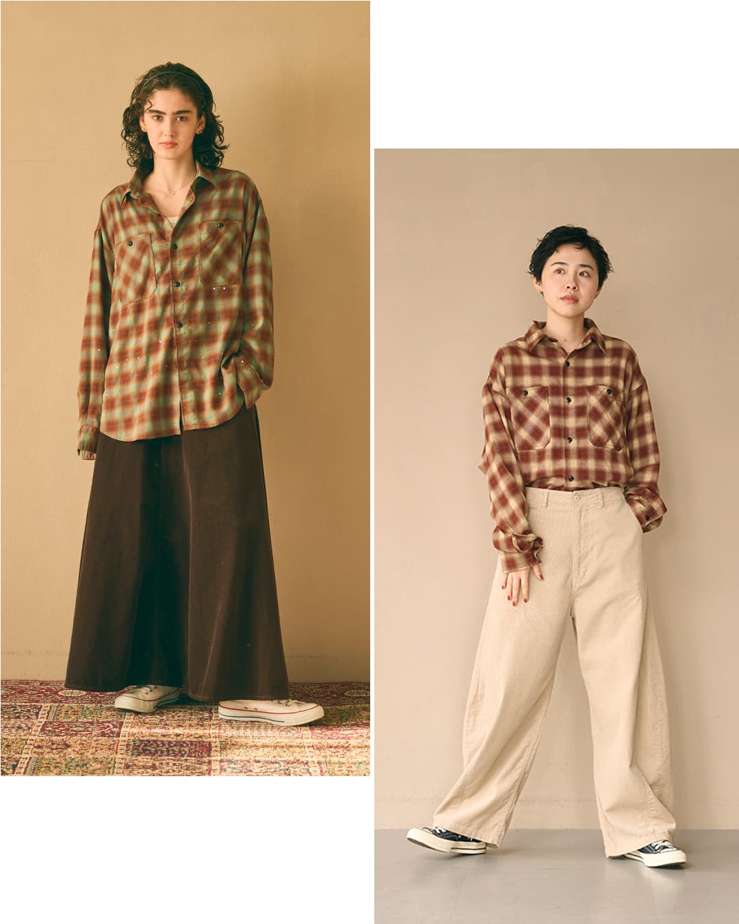 KHA:KIオンブレチェック ワイドシャツ HOMBRE WIDE SHIRT mil26fbl3169