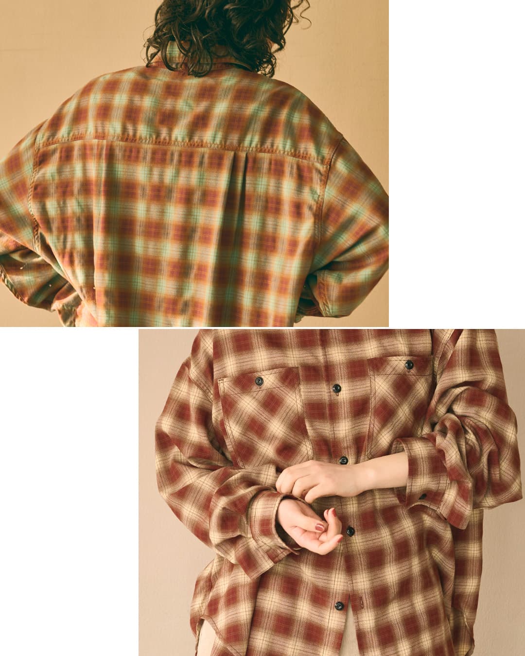 KHA:KIオンブレチェック ワイドシャツ HOMBRE WIDE SHIRT mil26fbl3169