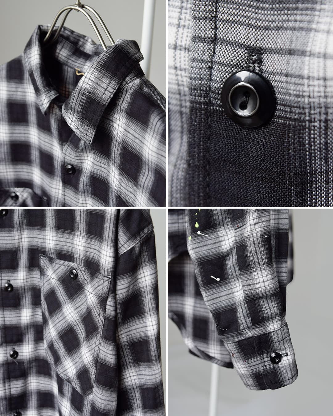 KHA:KIオンブレチェック ワイドシャツ HOMBRE WIDE SHIRT mil26fbl3169