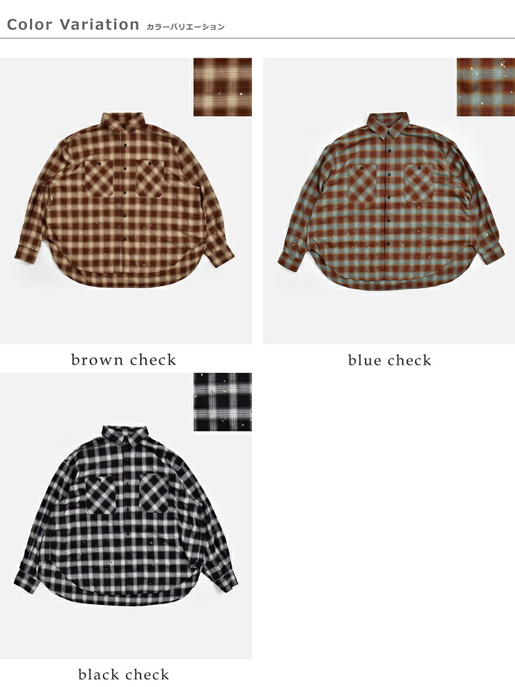 KHA:KIオンブレチェック ワイドシャツ HOMBRE WIDE SHIRT mil26fbl3169